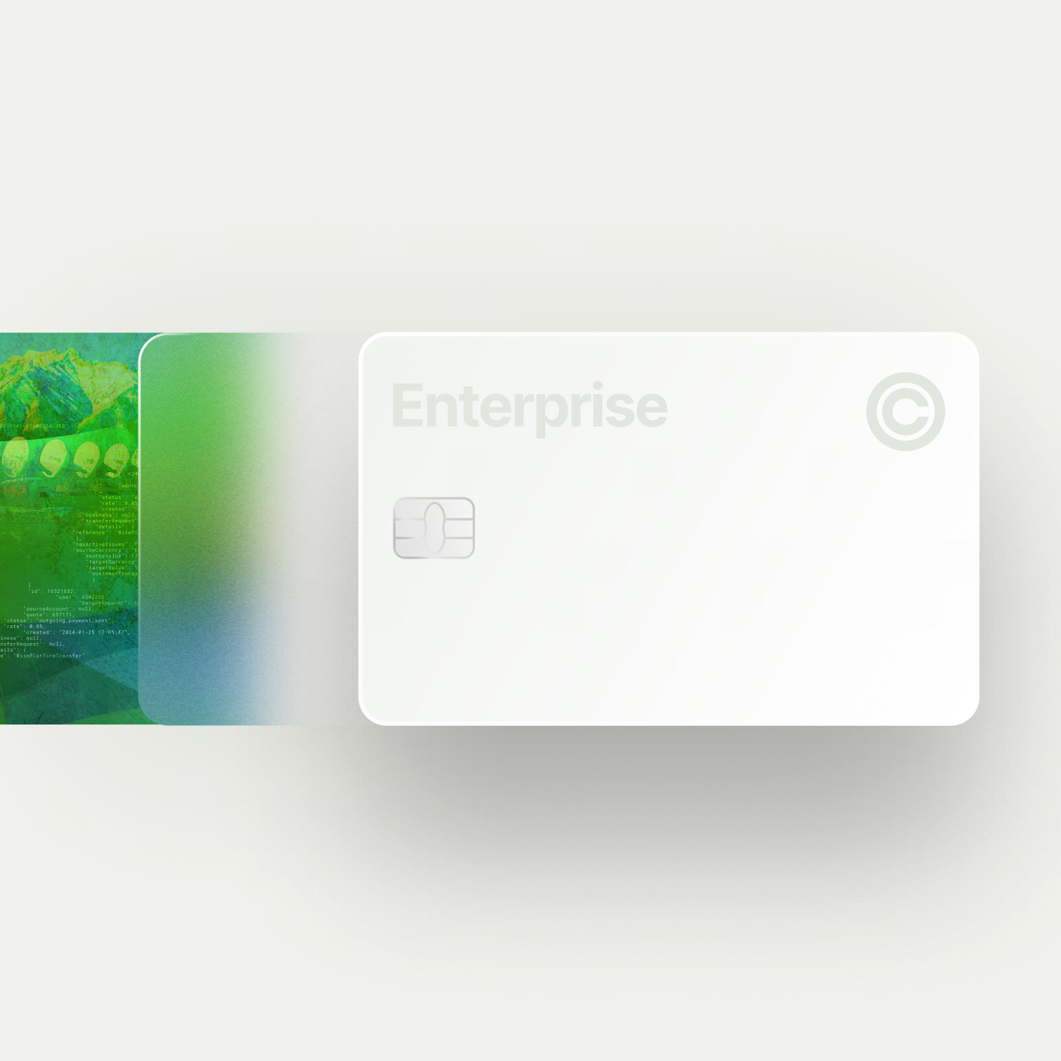A blank plastic card with a tapestry layer as a trail