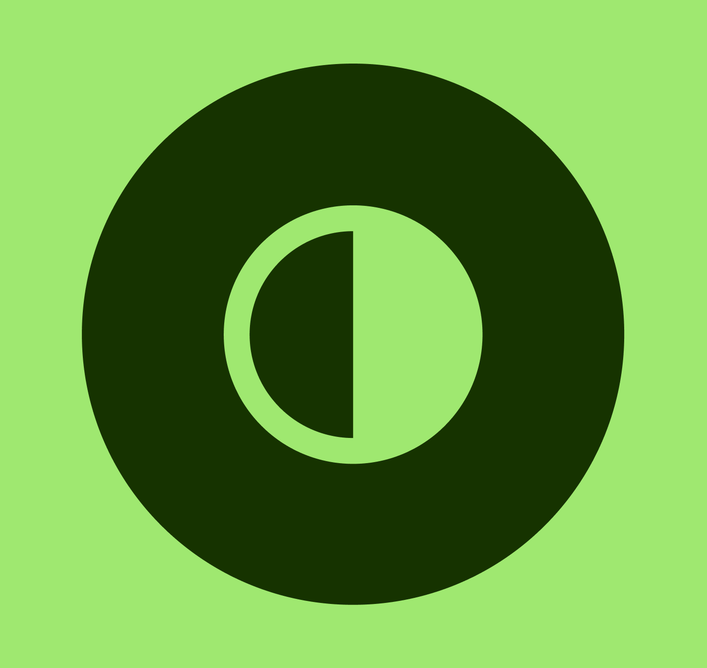 A circle showing two contrasting greens from Wise colour pallet 
