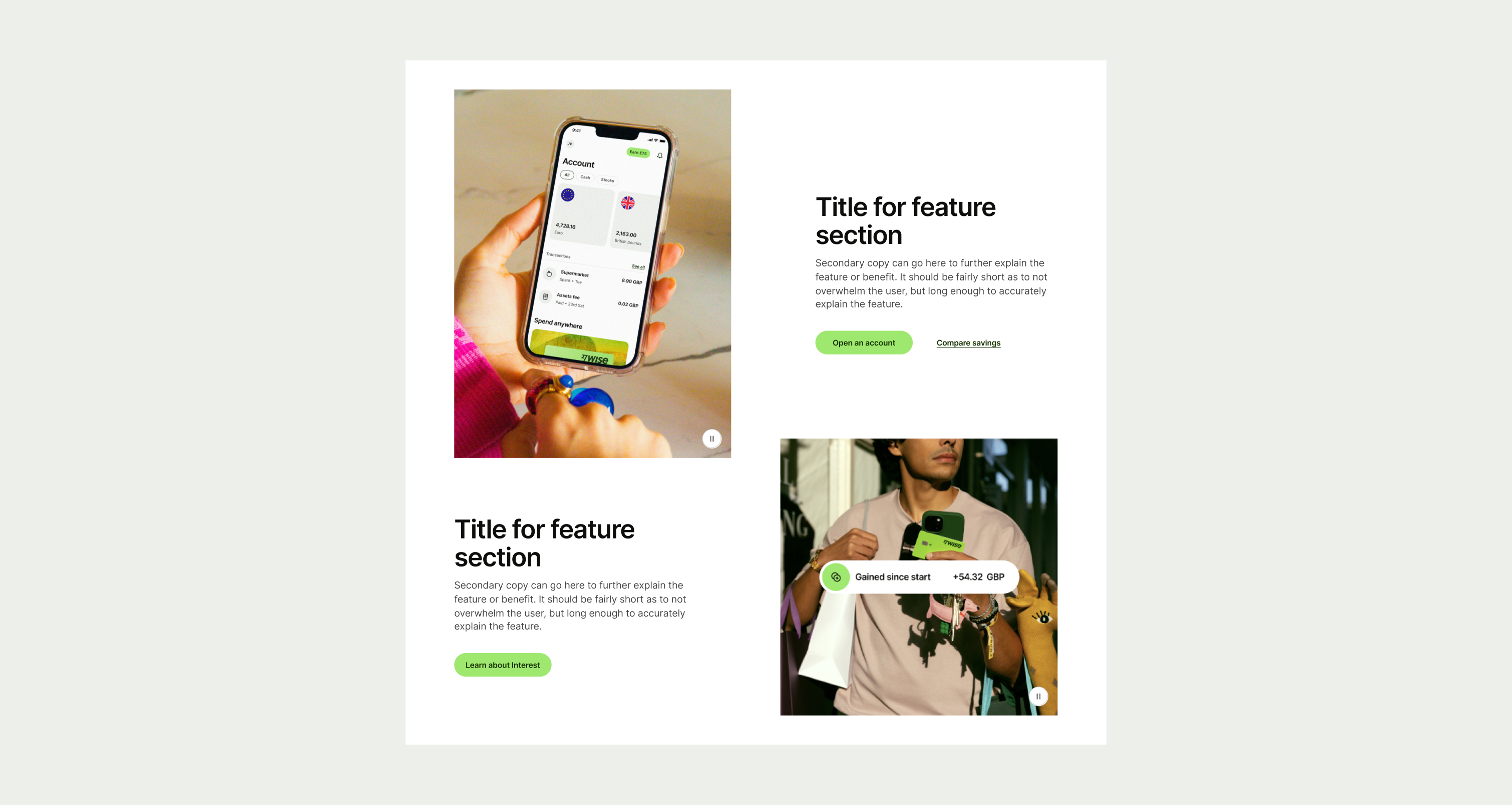 Feature Section Grid pattern on desktop