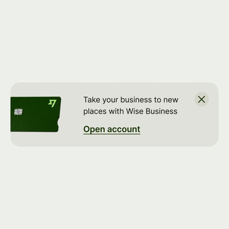 A nudge with a business account card illustration.