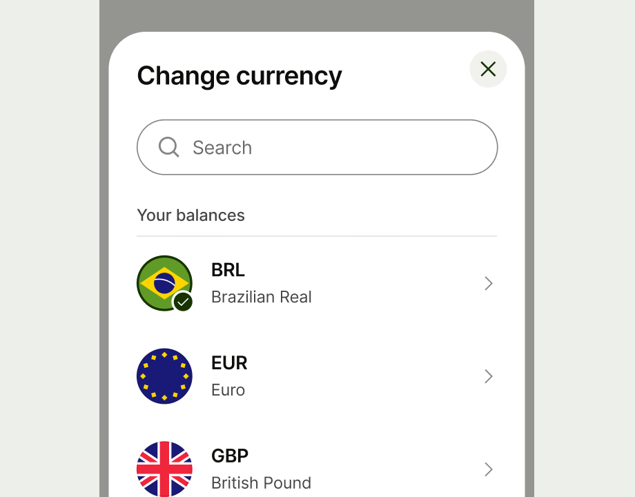 navigation item with multiple options that the user can choose from