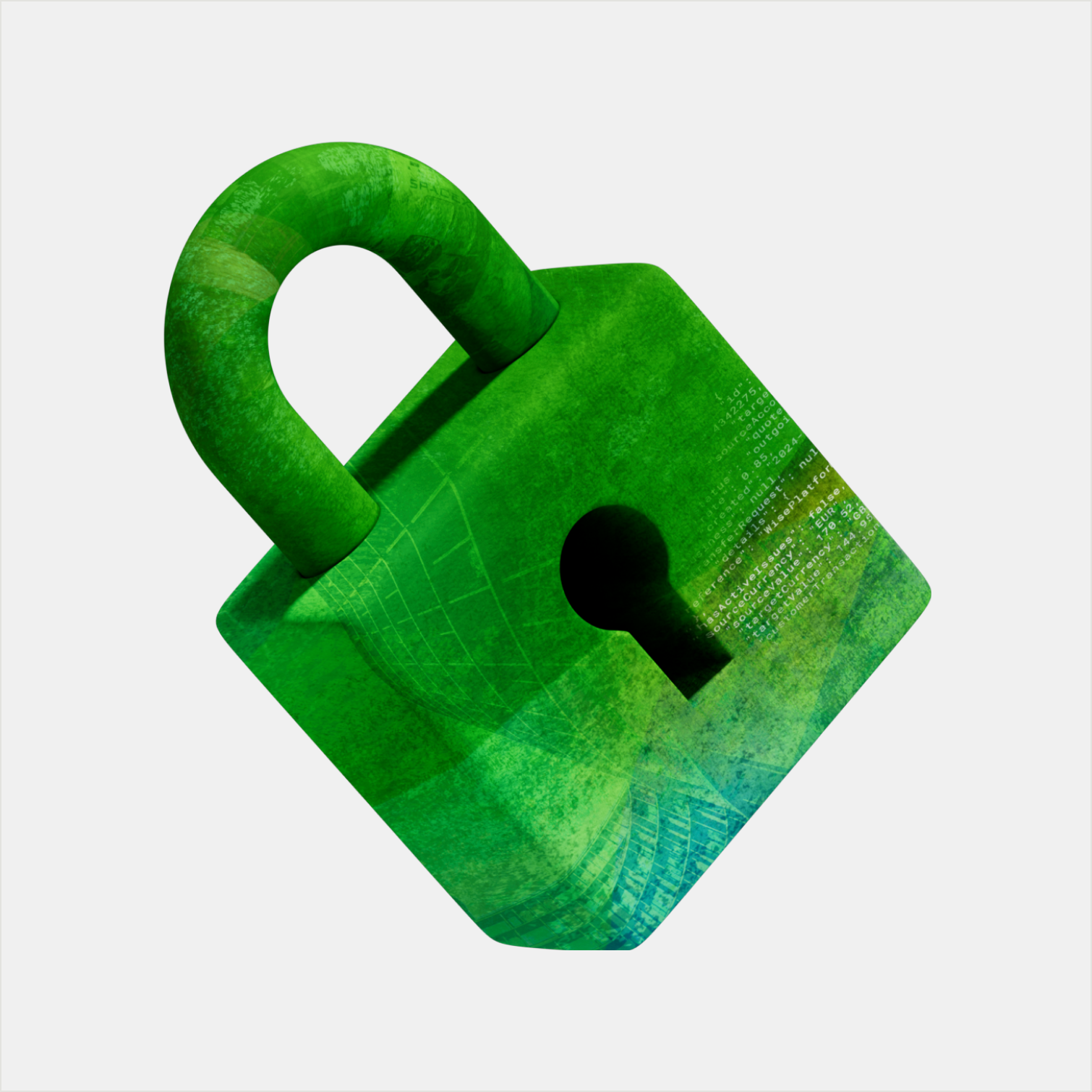 A padlock illustration made of Wise Platform tapestry