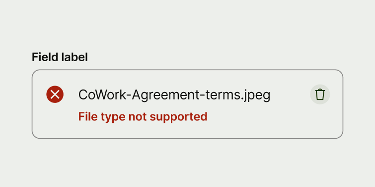 An upload input where the upload has failed.