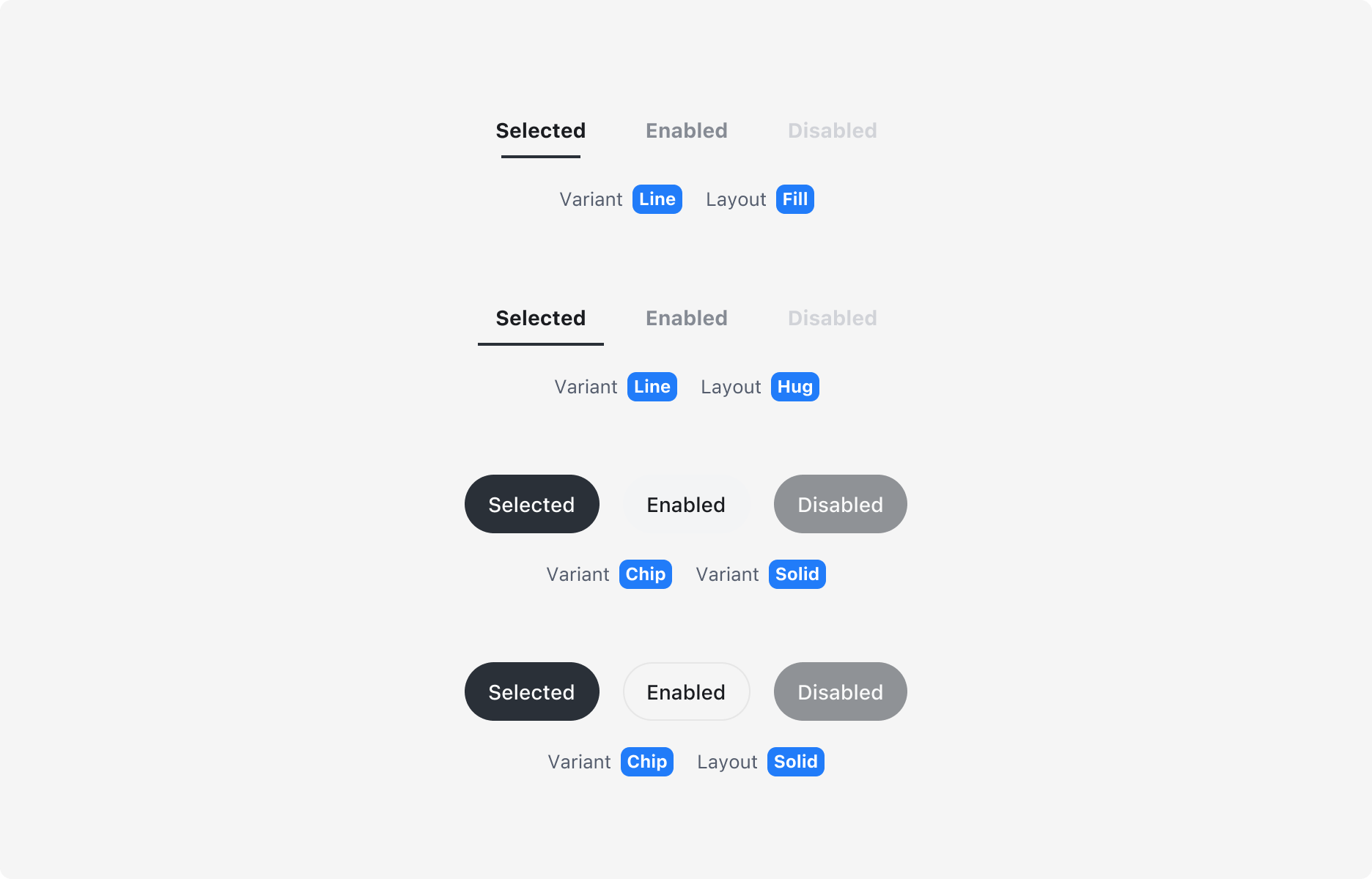 Tabs의 State - Enabled, Selected, Disabled