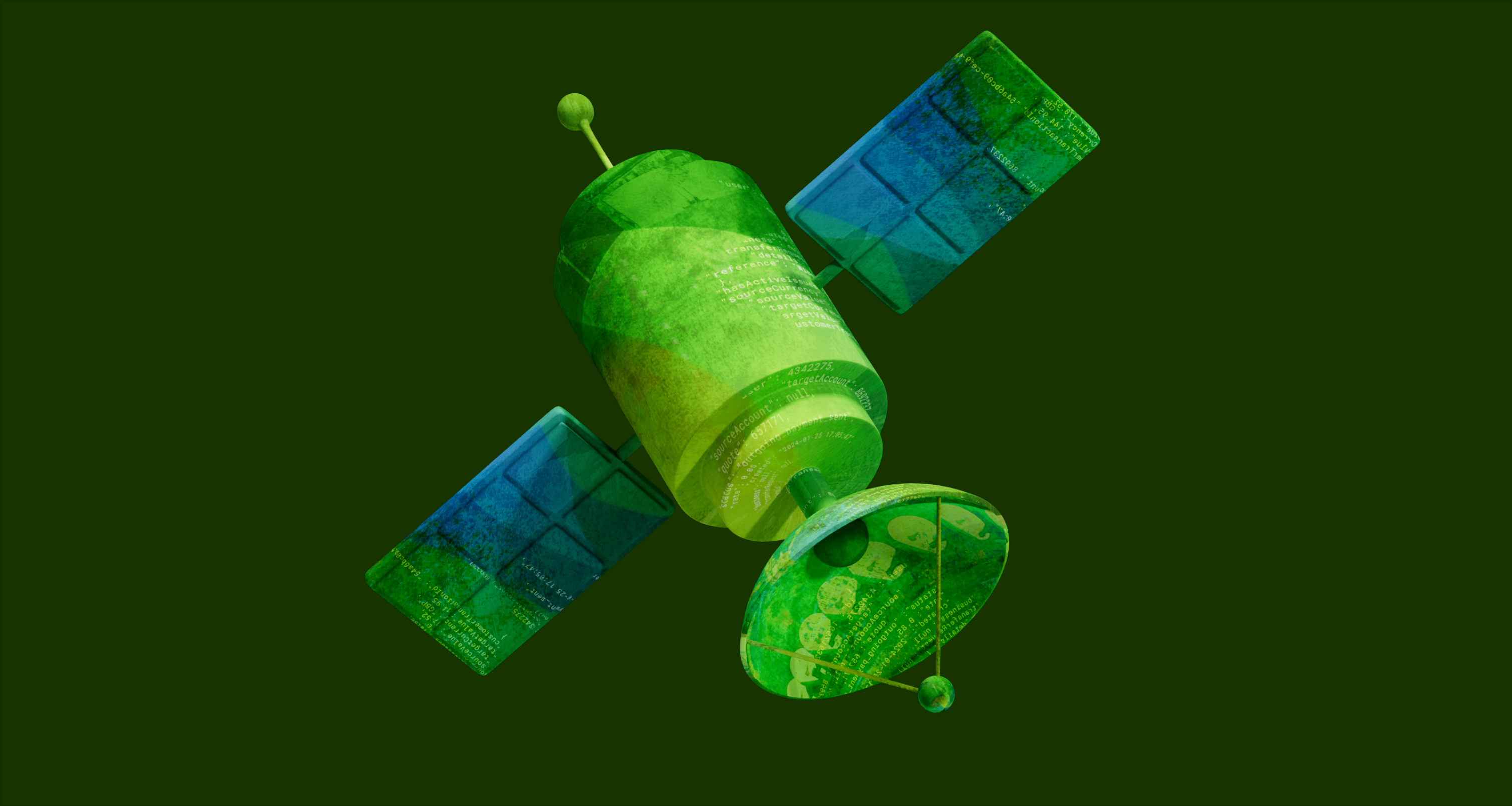 A satellite illustration with the Wise Platform texture on its surfaces