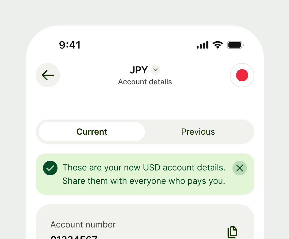 Success info prompt within in a card section.