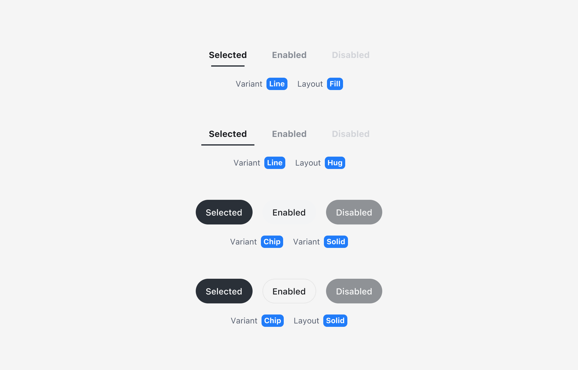 Tabs의 State - Enabled, Selected, Disabled