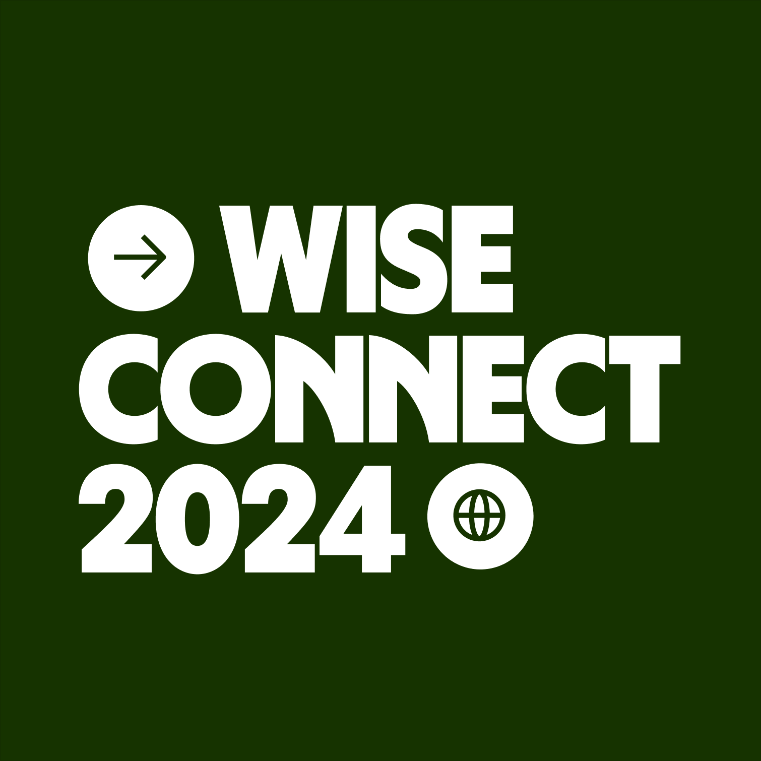 Wise Connect lockup composed as a Rebus using an arrow and a globe icons