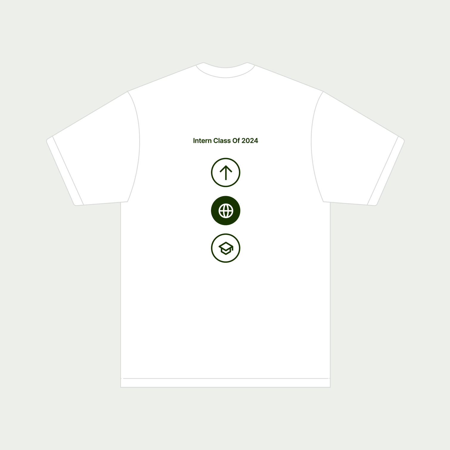 The back of a t-shirt mockup showcasing the descriptive icon layout design for Wise teams swag.