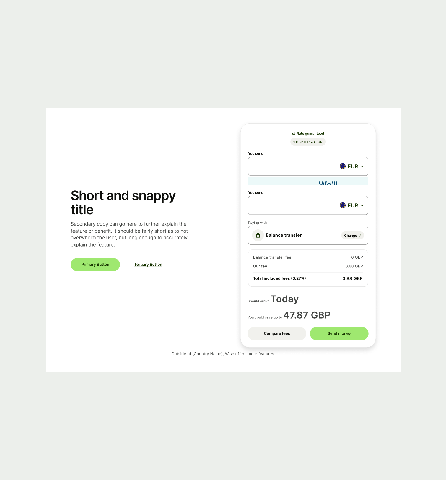 Feature Section Interactive in Bright Green theme