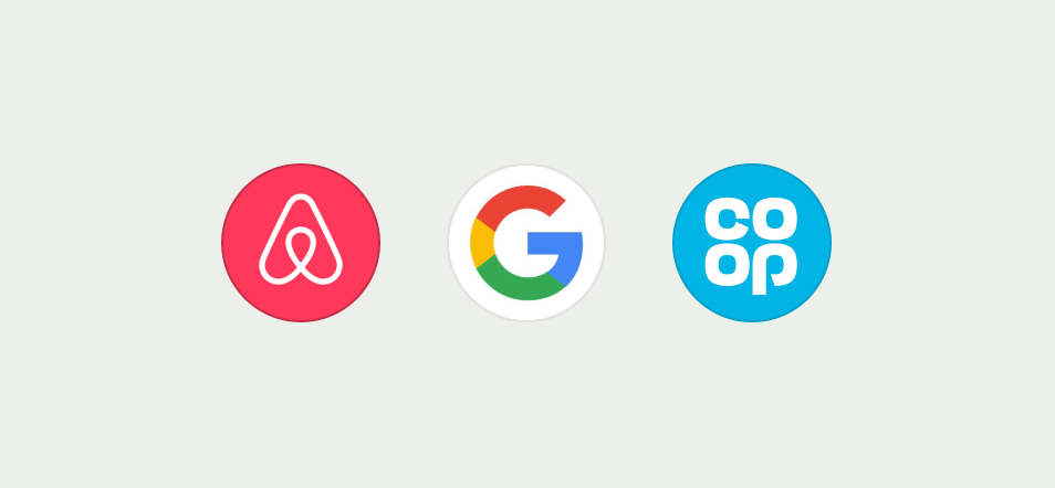 Avatars with airbnb, google and coop logos