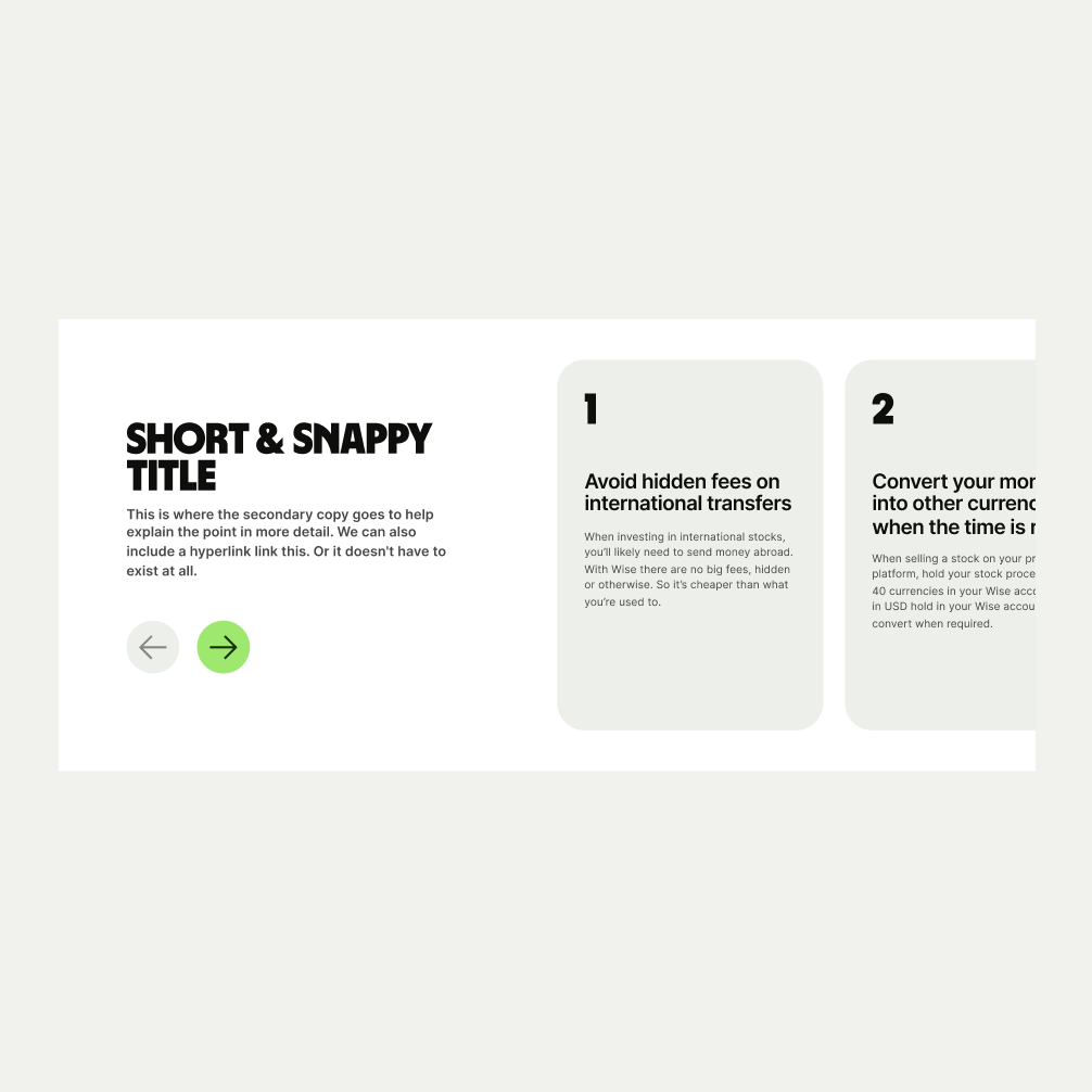 Carousel pattern with stepper cards