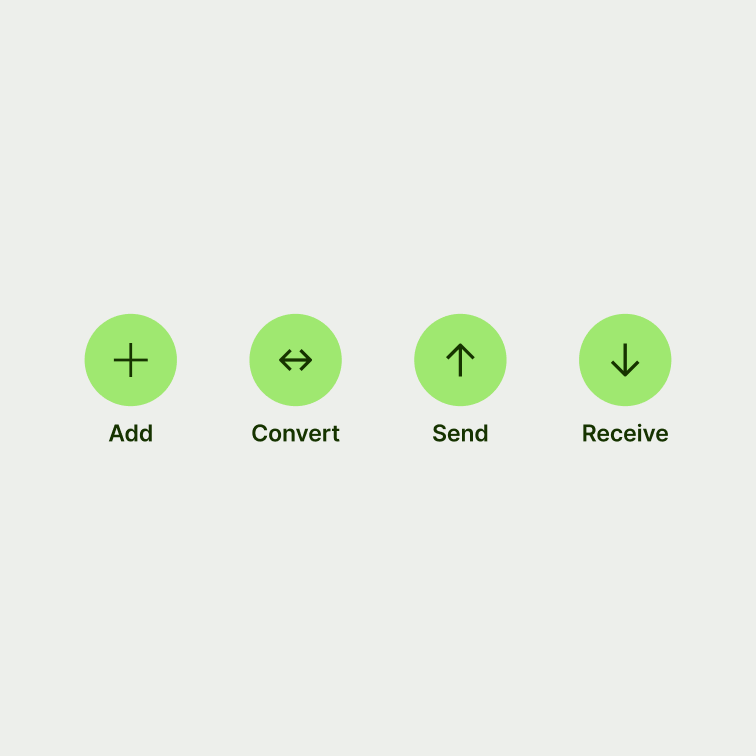 A set of circular buttons from the app.