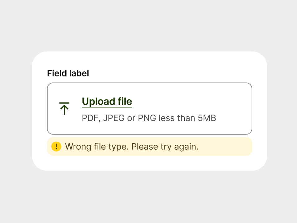 Warning inline prompt within a upload input.