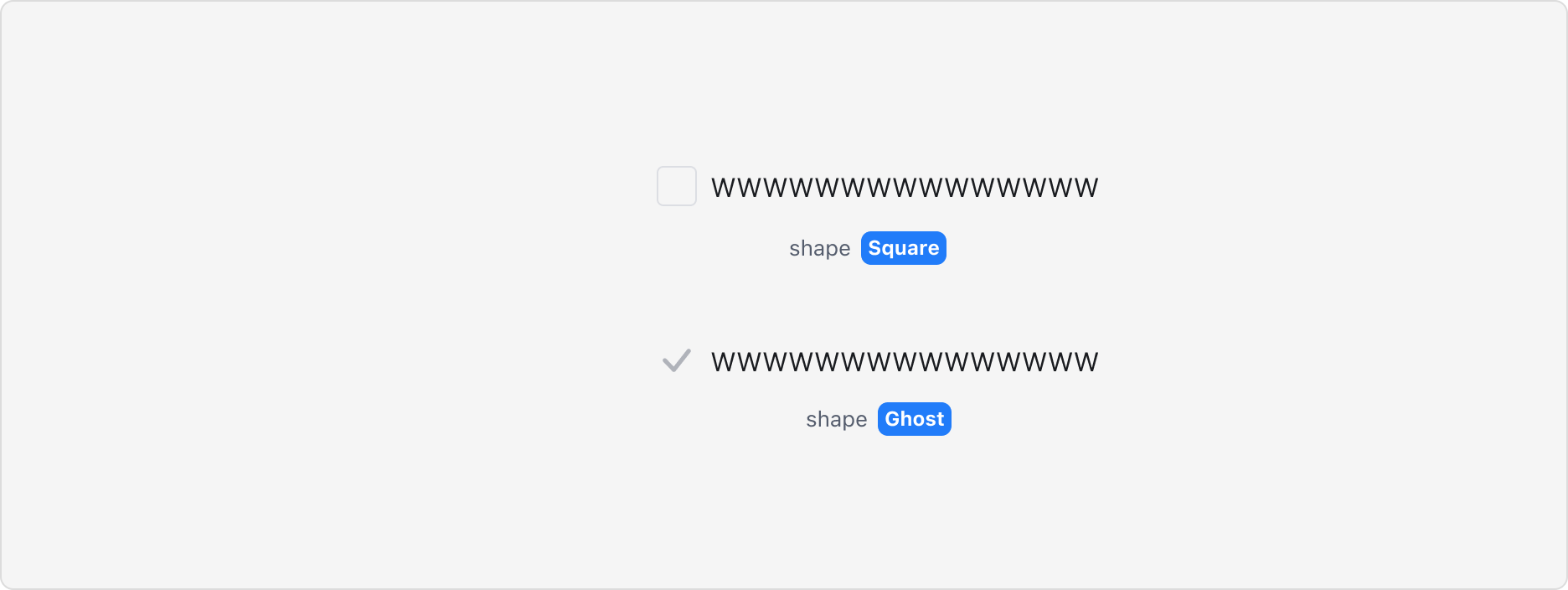 Checkbox의 Shape Property - Square, Ghost