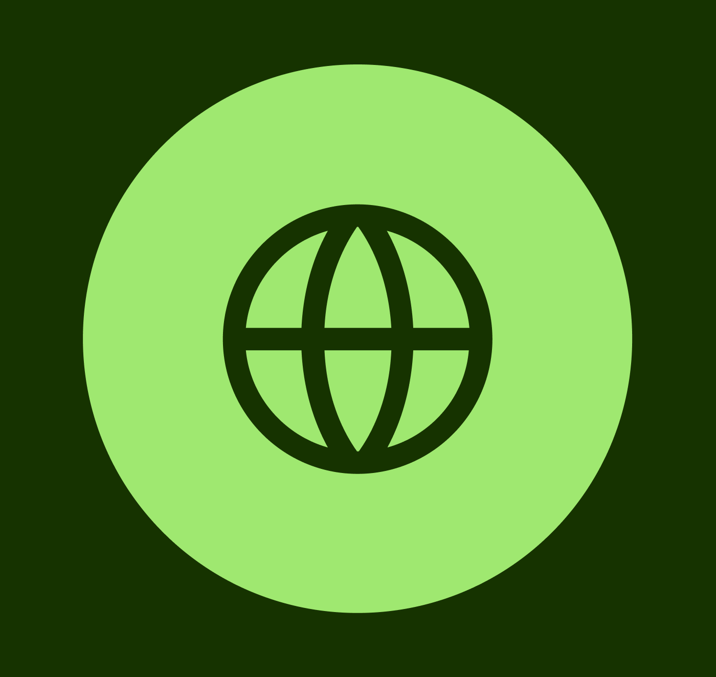 The globe icon in Forest Green.