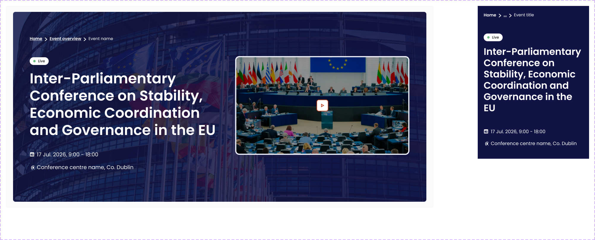 Page header live event