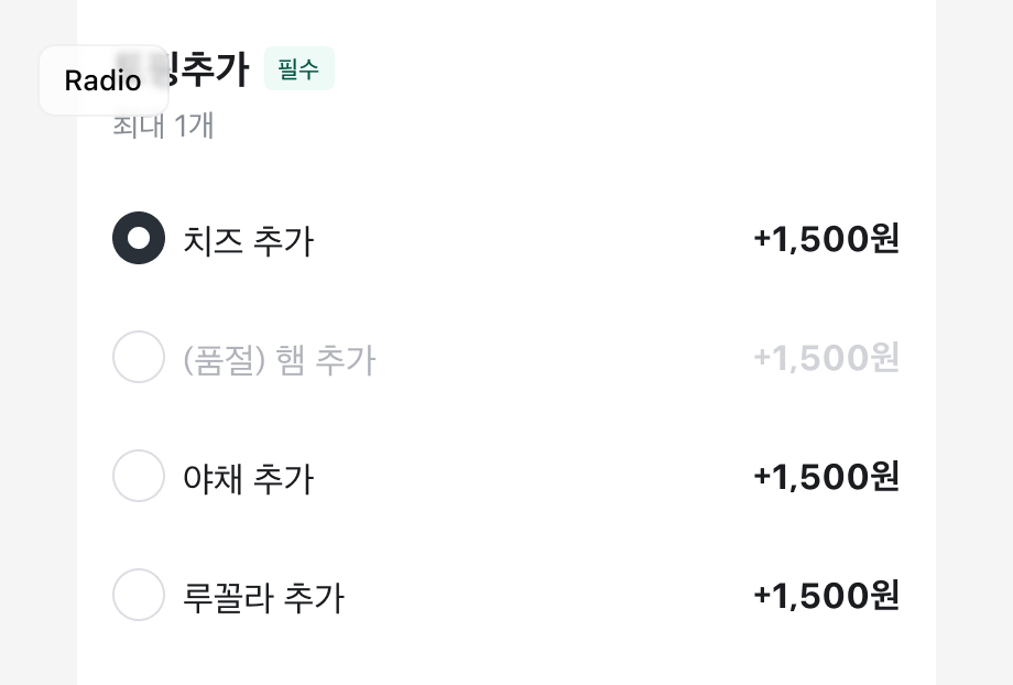 Radio를 사용한 예시