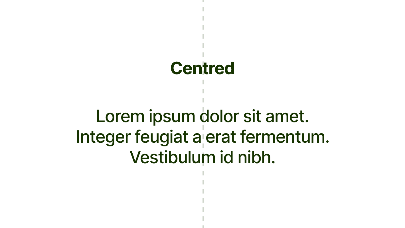 Some text shown centre-aligned.