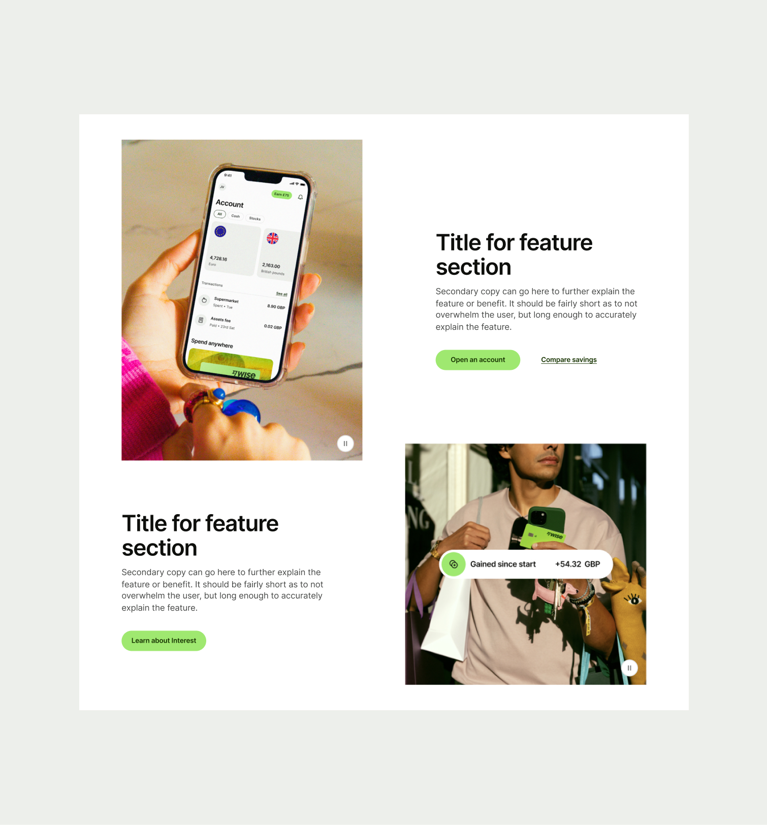 Feature Section Grid correct UX