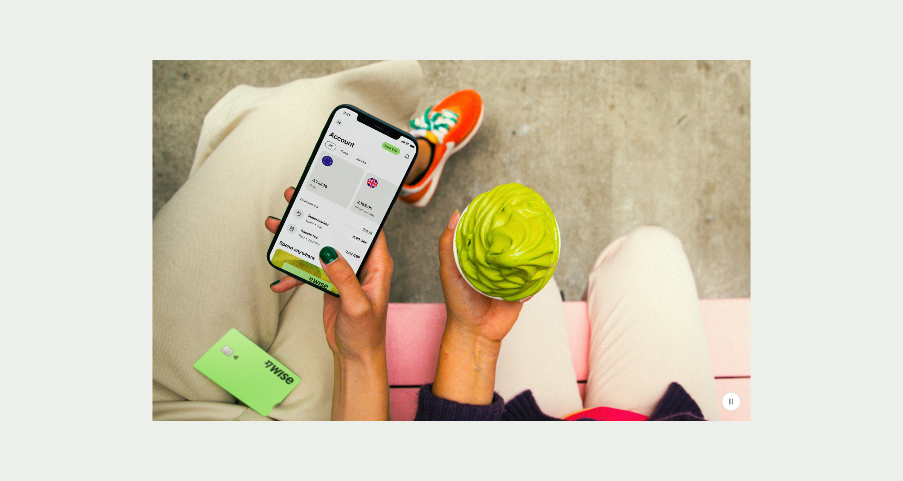 A Wise customer using the Wise app