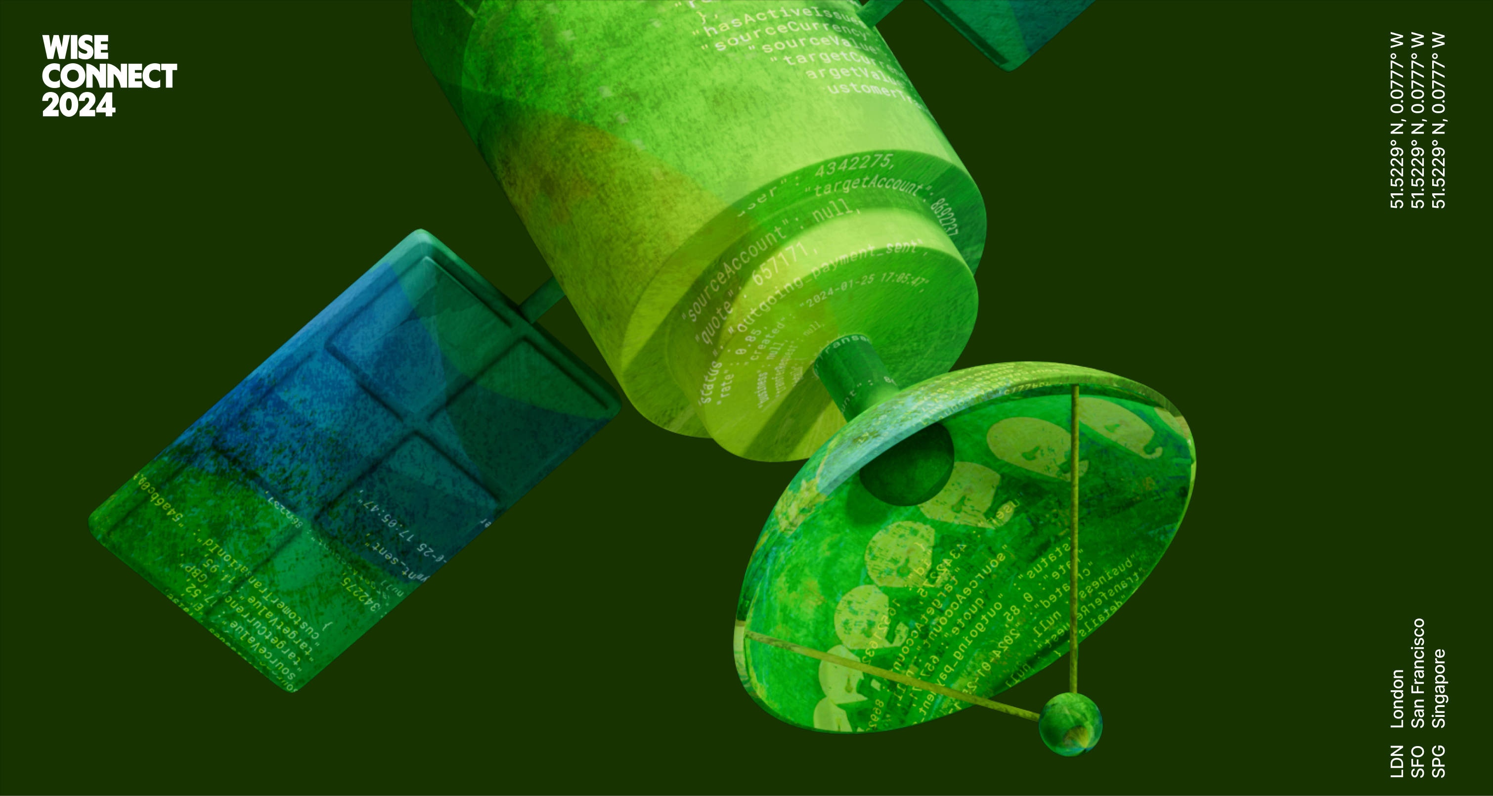 Satellite illustration cropped with Wise connect lockup on the top left margin