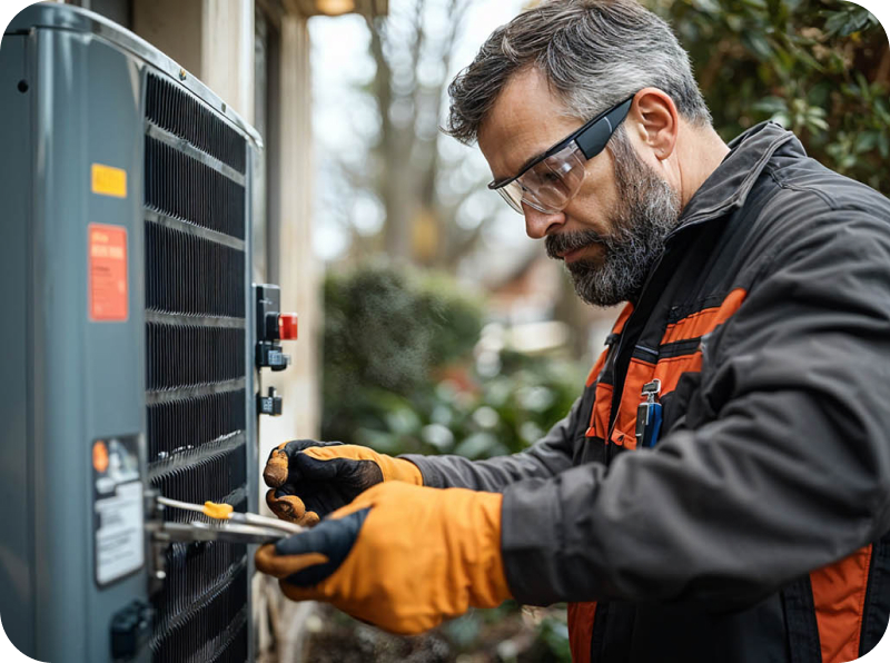 Aircon technician performing maintenance before Philippine summer