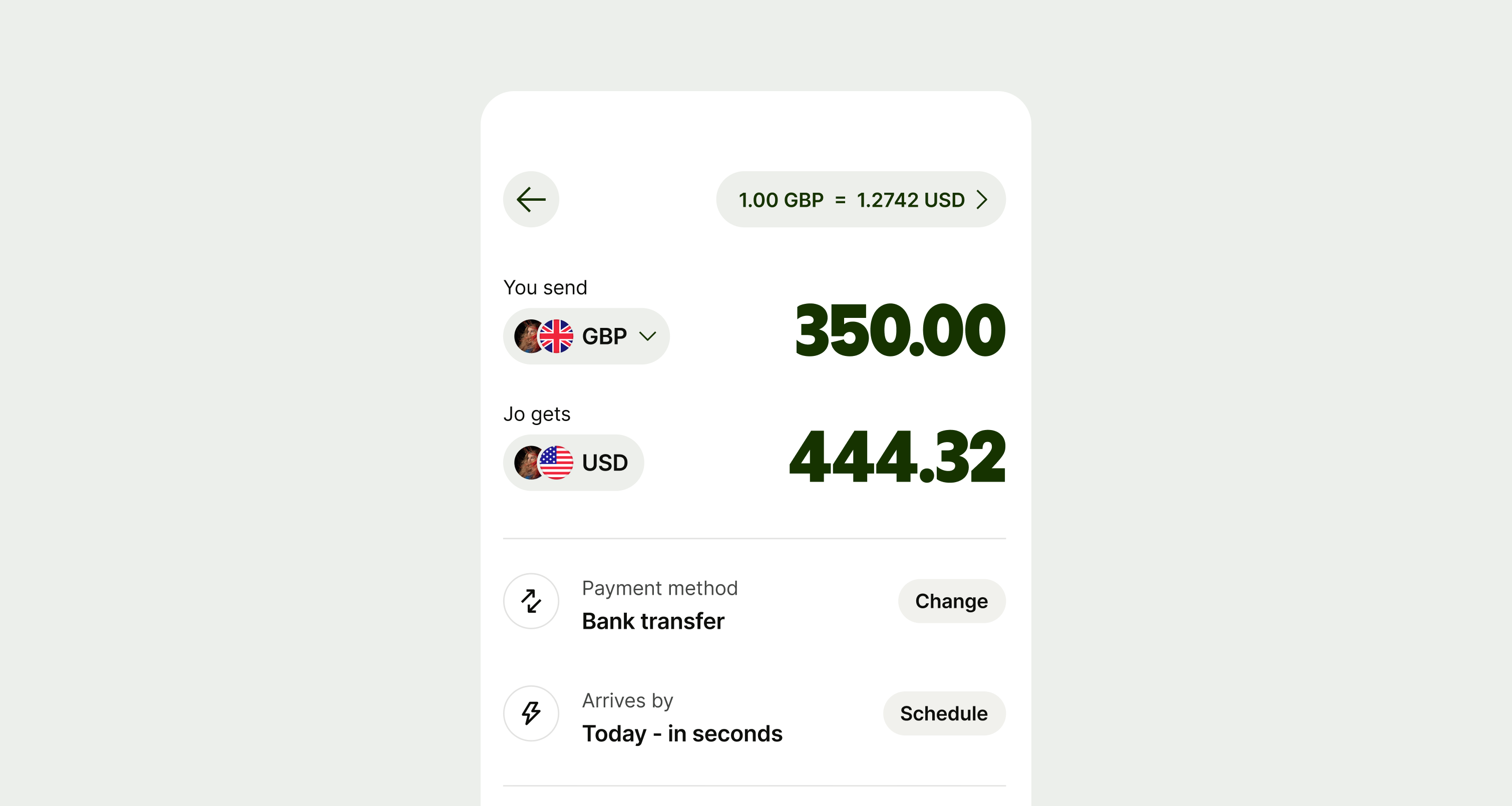 Example screen with button items