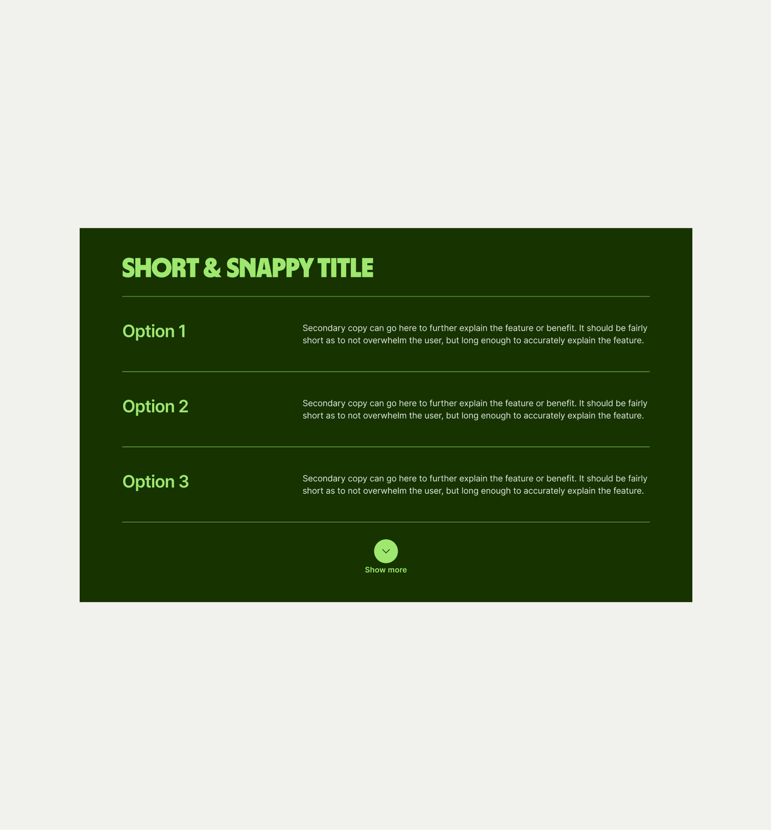 Text Stack pattern in Forest Green theme