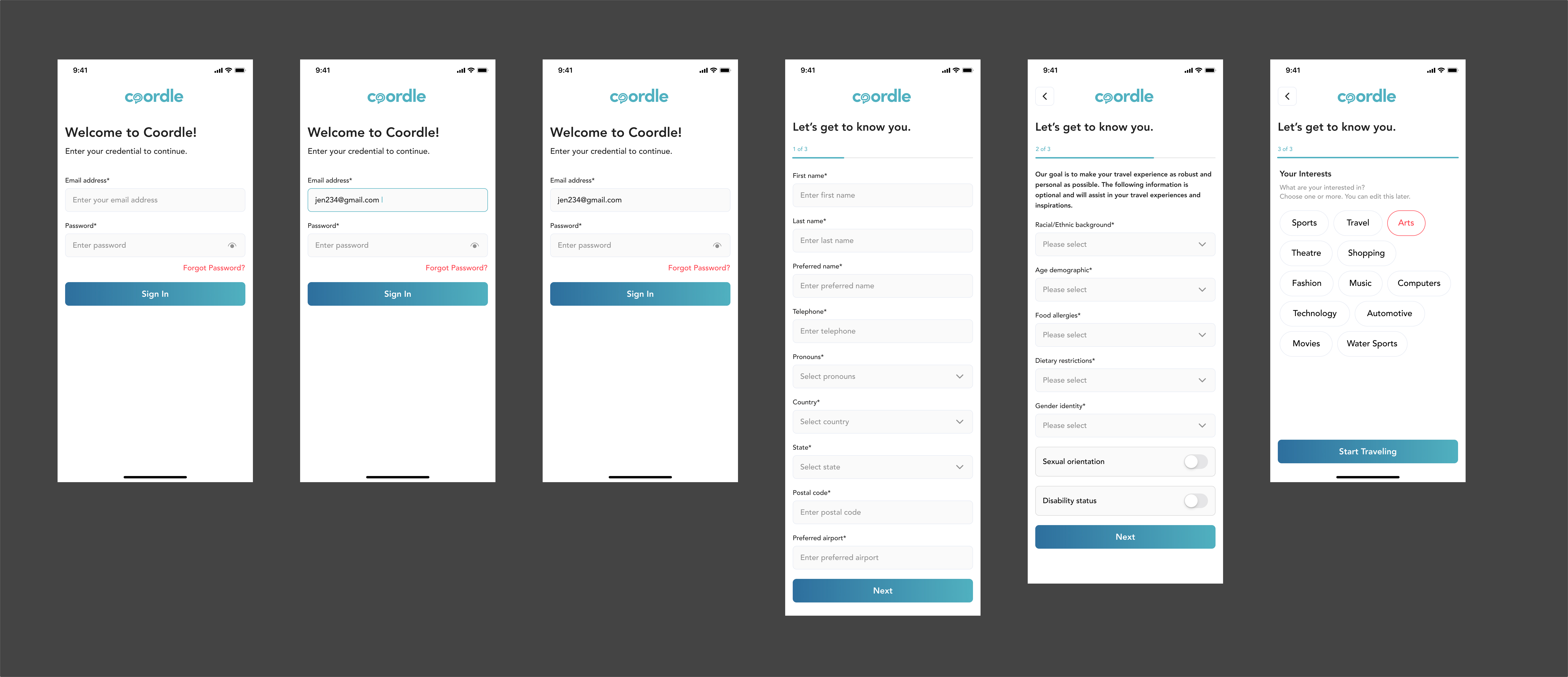 Login and Profile Creation