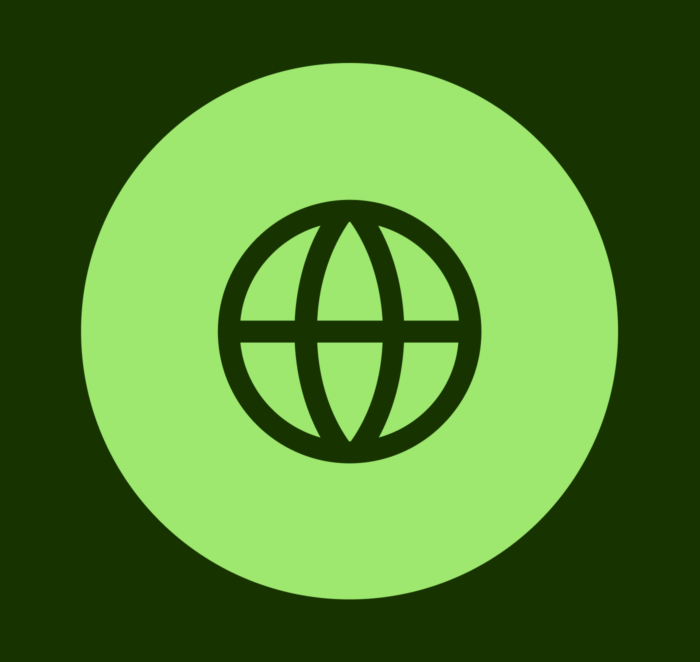 The globe icon in Forest Green.
