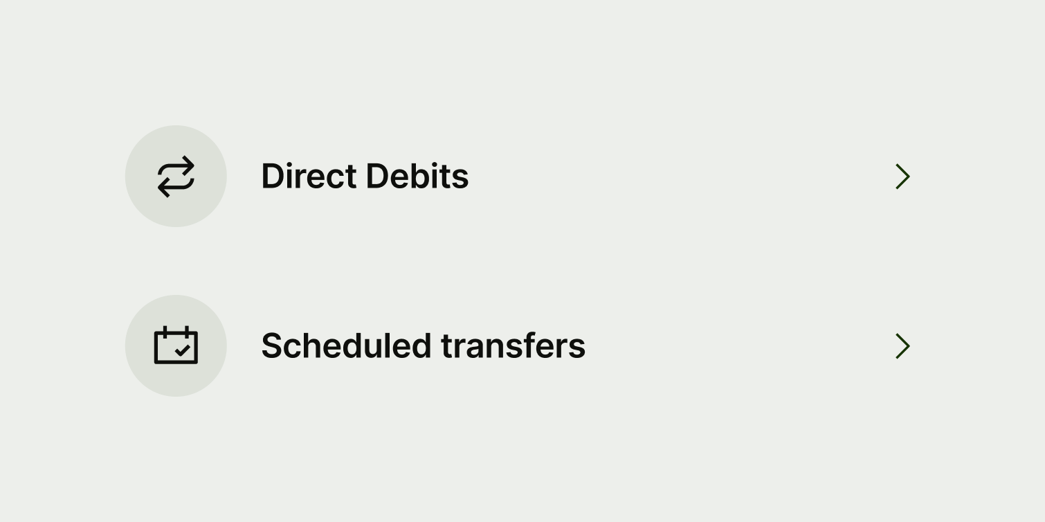 Two navigation options with succinct, consistent titles.