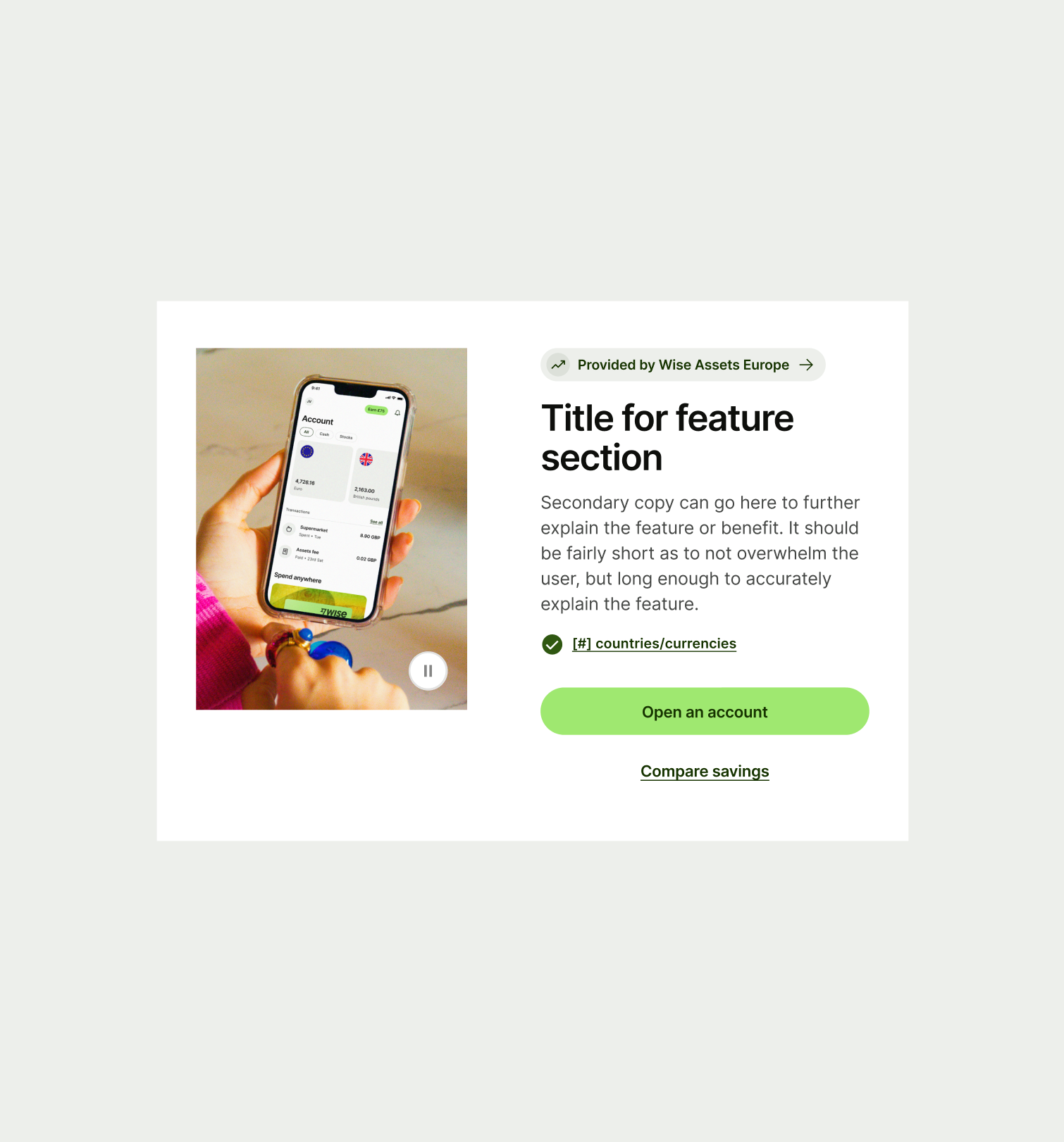 Feature Section Single on tablet
