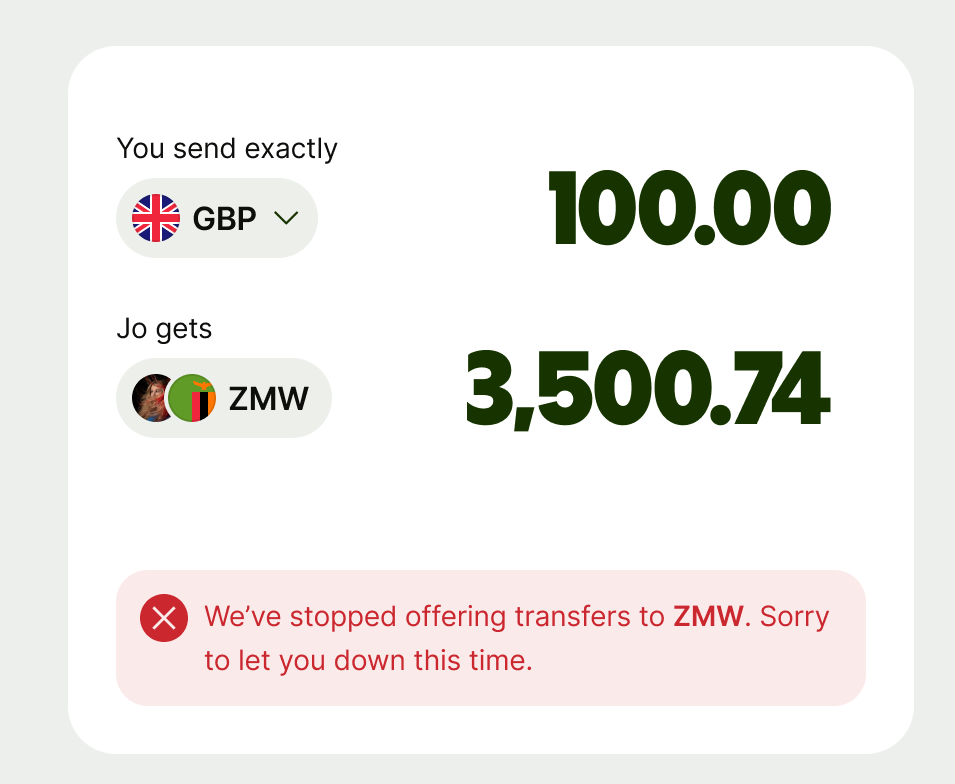 Error info prompt example within the calculator page