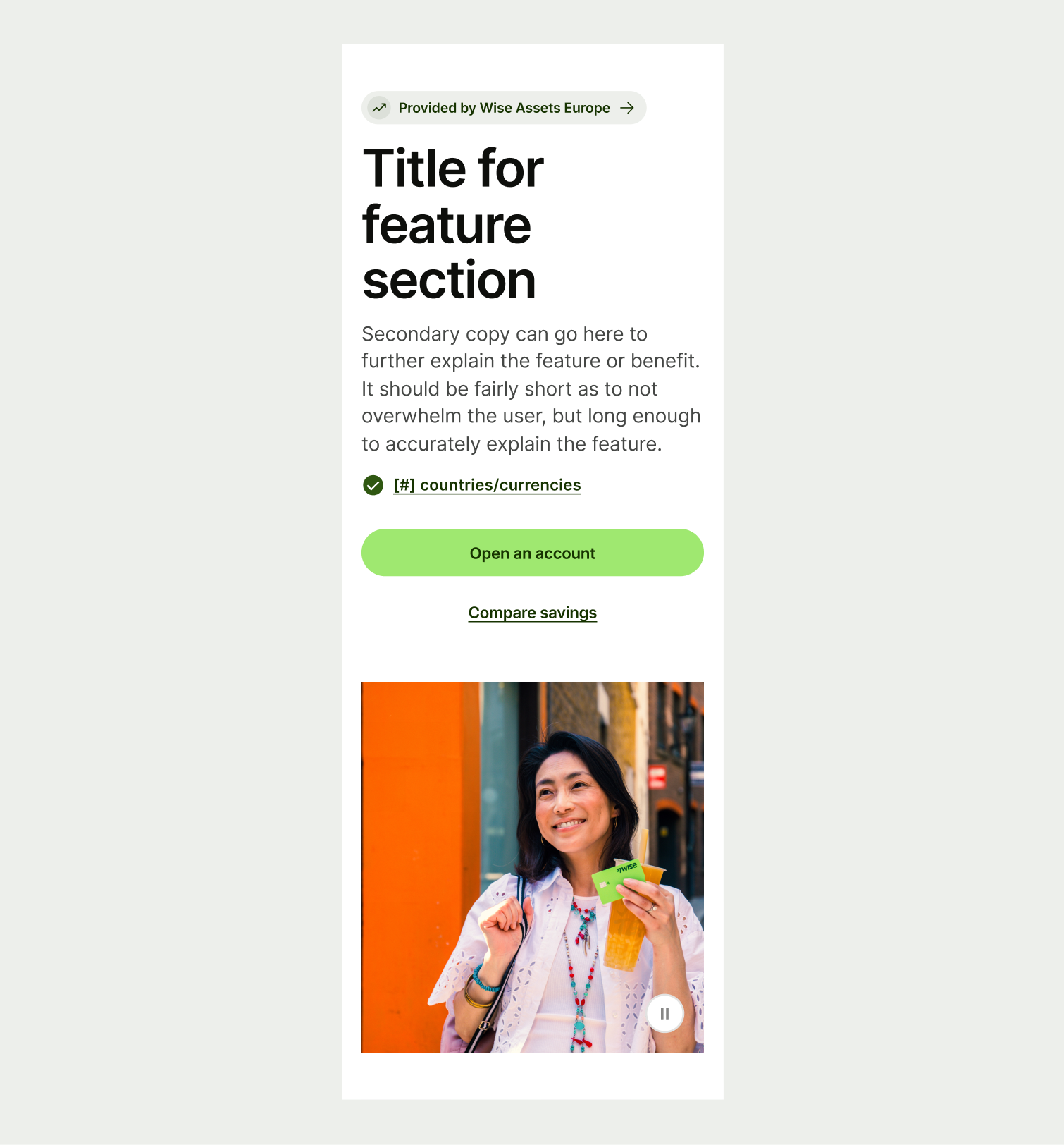 An image of Feature Section Single pattern with correct UX