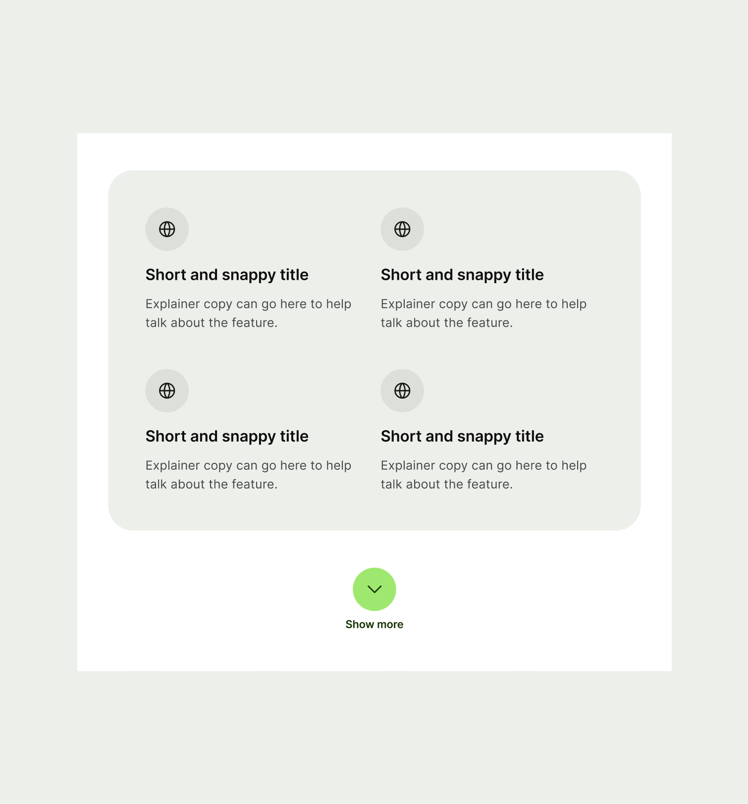 Icon list pattern on tablet with a show more button