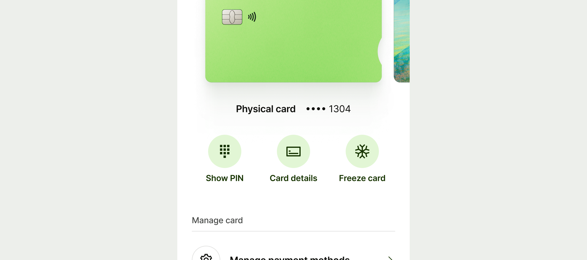 Secondary icon button on card screen